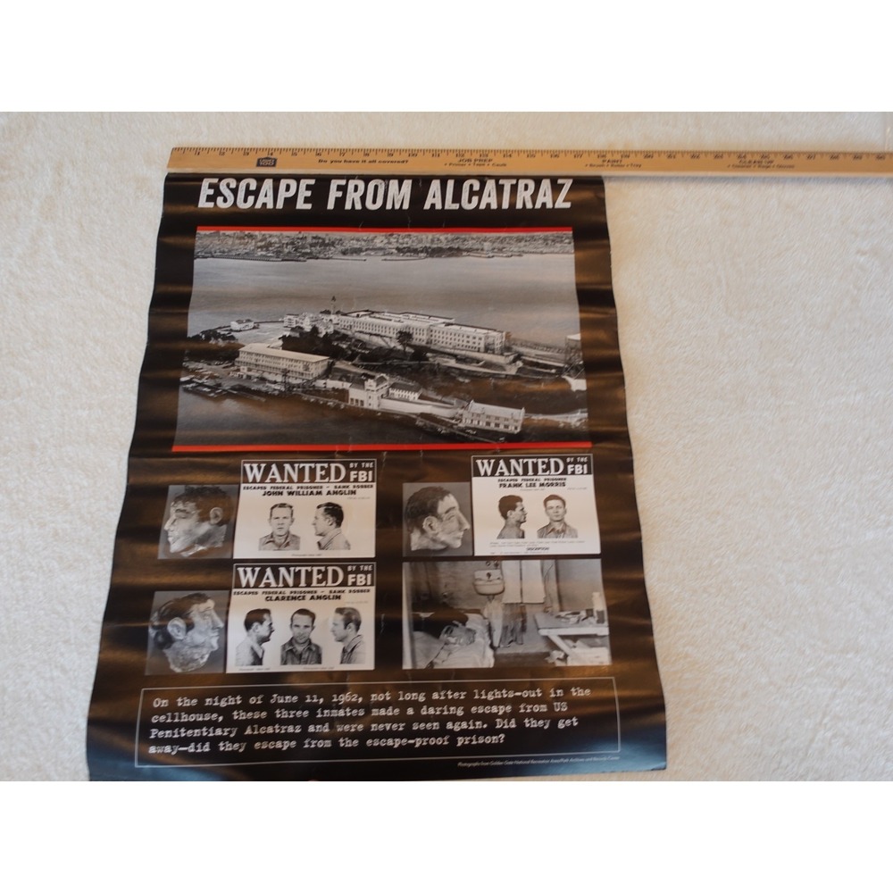Escape From Alcatraz Wanted Vintage Poster Golden Gate Park Jail Prison